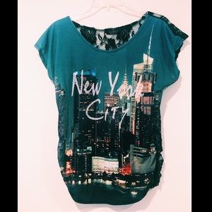 NEW YORK CITY LACE BACK SHIRT